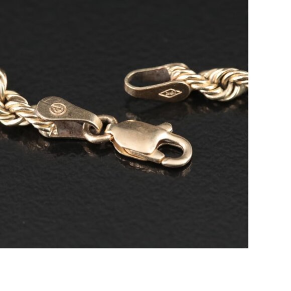 10k Gold Rope Chain Bracelet (or anklet). - Picture 6 of 7